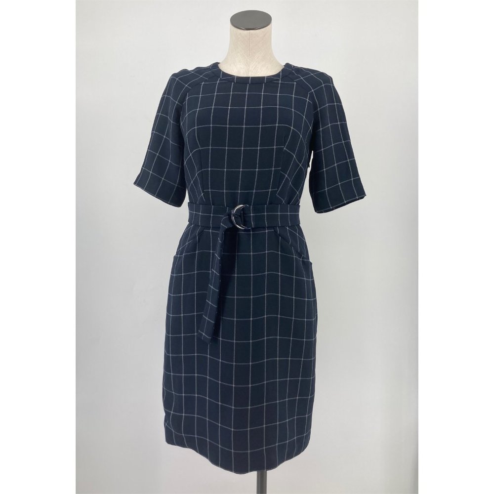 Whistles Dress Navy Windowpane Check Plaid Sheath